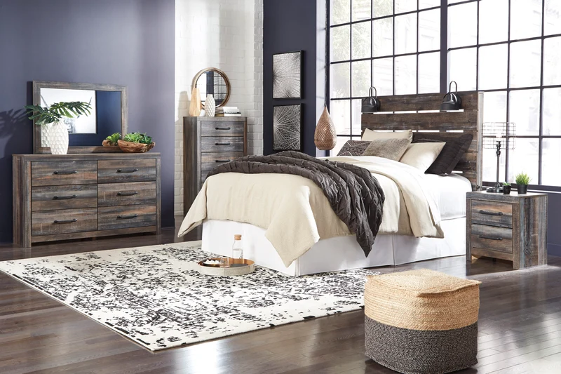 Mobilier de chambre à coucher 4 pièces Grand lit - Drystan