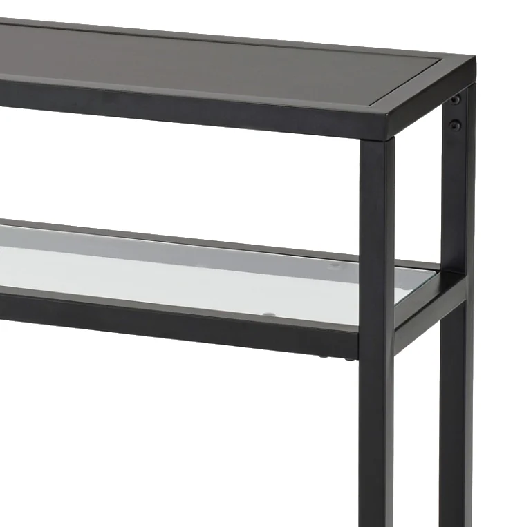 Table console en bois d'ingénierie et métal noir mat - Quinn