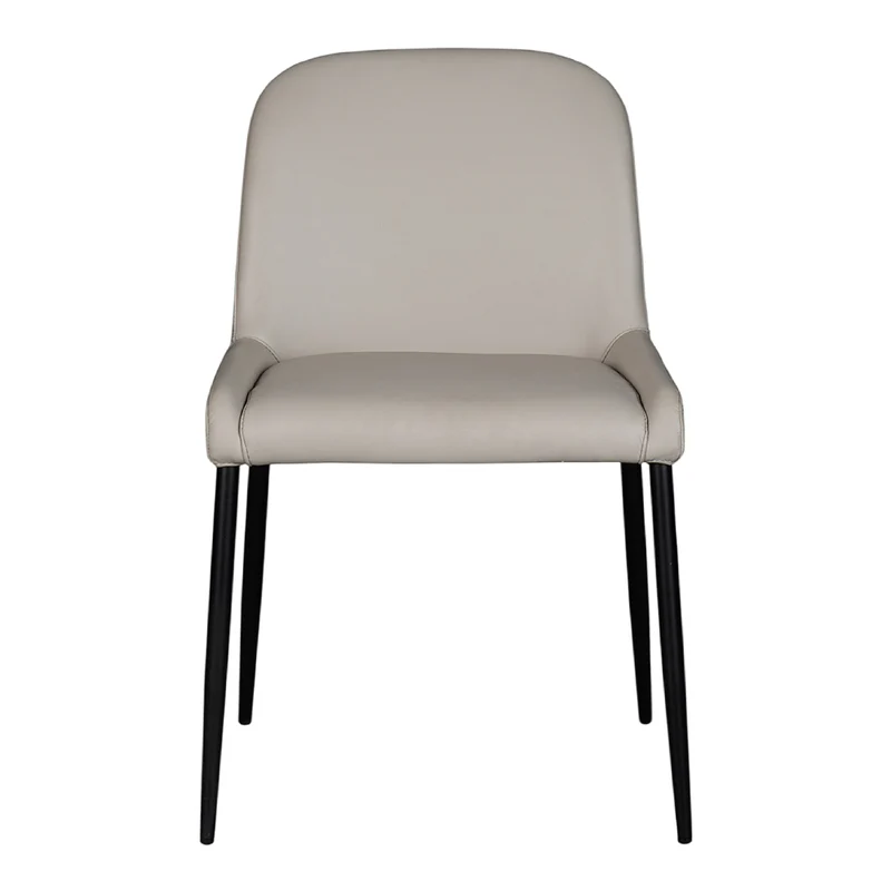 Chaise de salle à manger rembourrée en cuir gris pâle - Julia