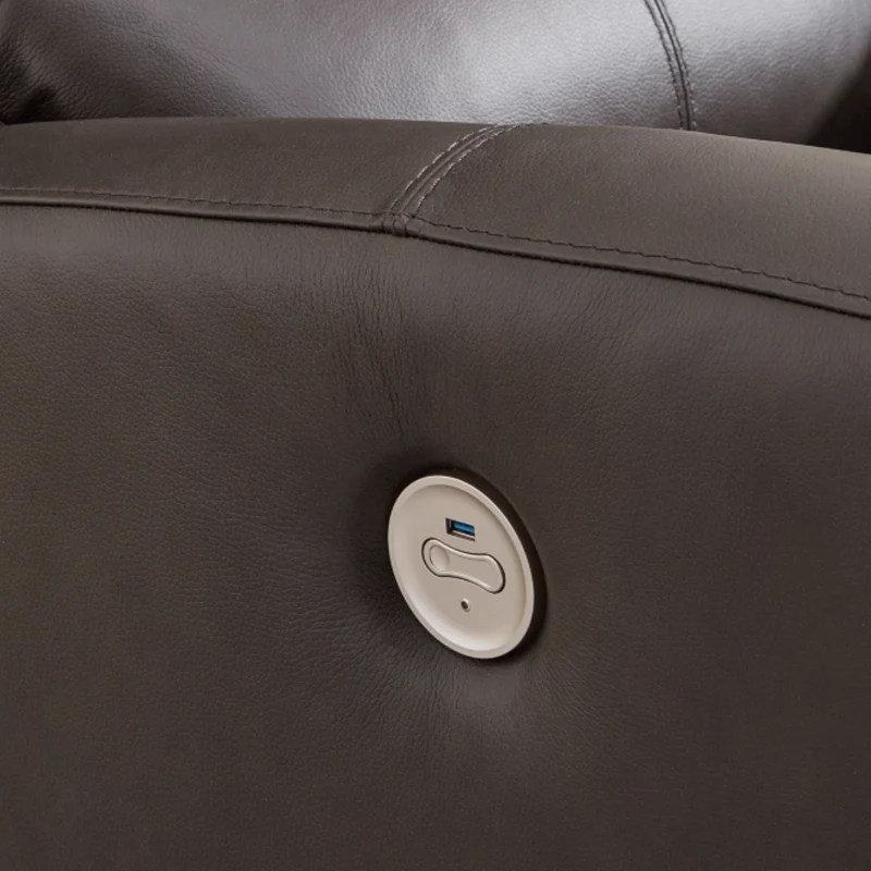 Fauteuil berçant et inclinable motorisé en cuir gris foncé - Boxmere
