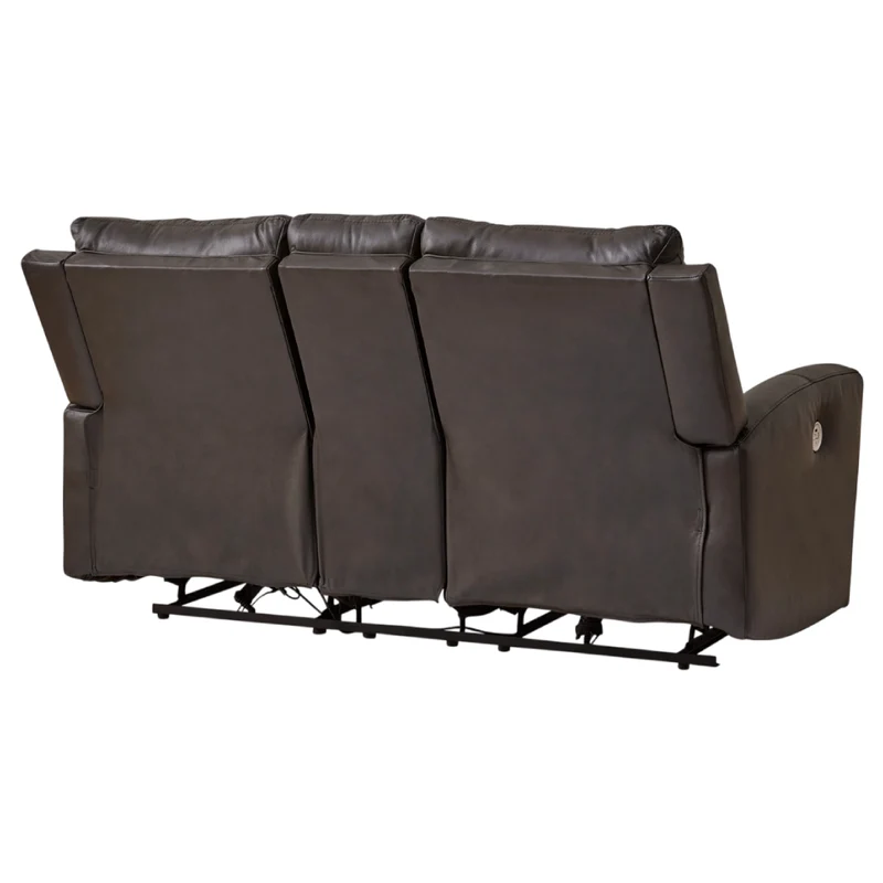 Causeuse inclinable motorisée en cuir gris foncé avec console - Boxmere