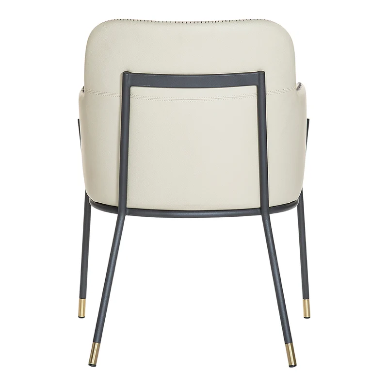 Chaise de salle à manger rembourrée aspect cuir et métal noir - Teresa