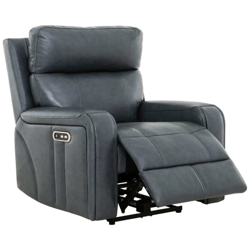 Fauteuil inclinable motorisé en cuir bleu - Cavron