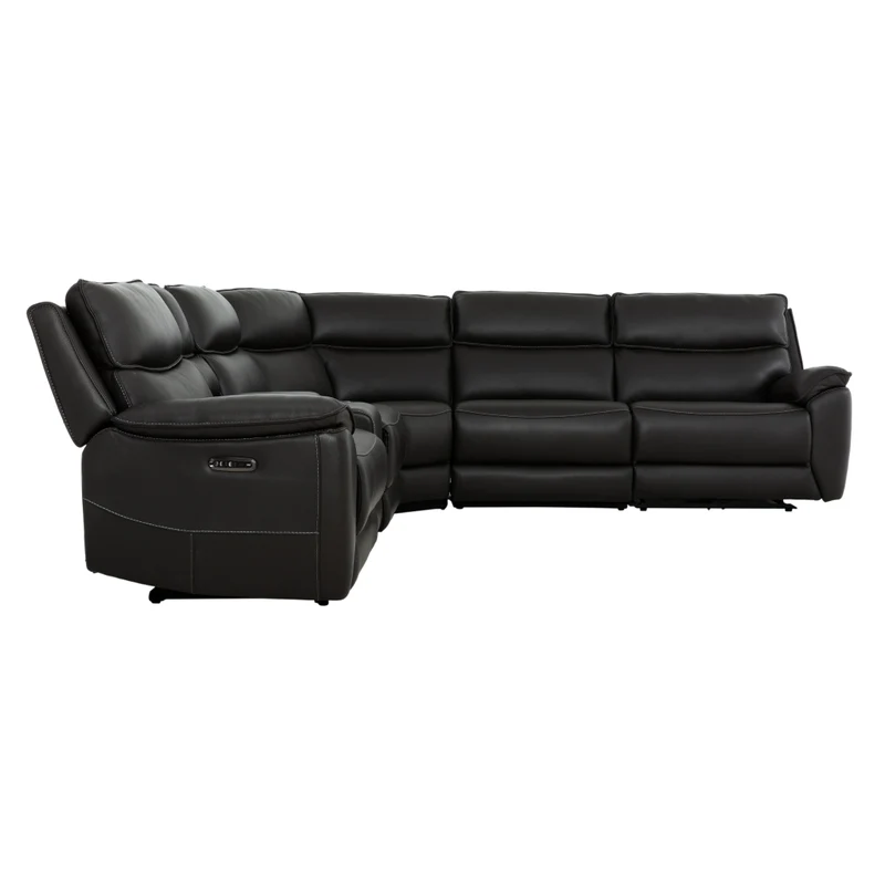 Sectionnel inclinable motorisé 6 pièces en cuir noir espresso avec console - Knox