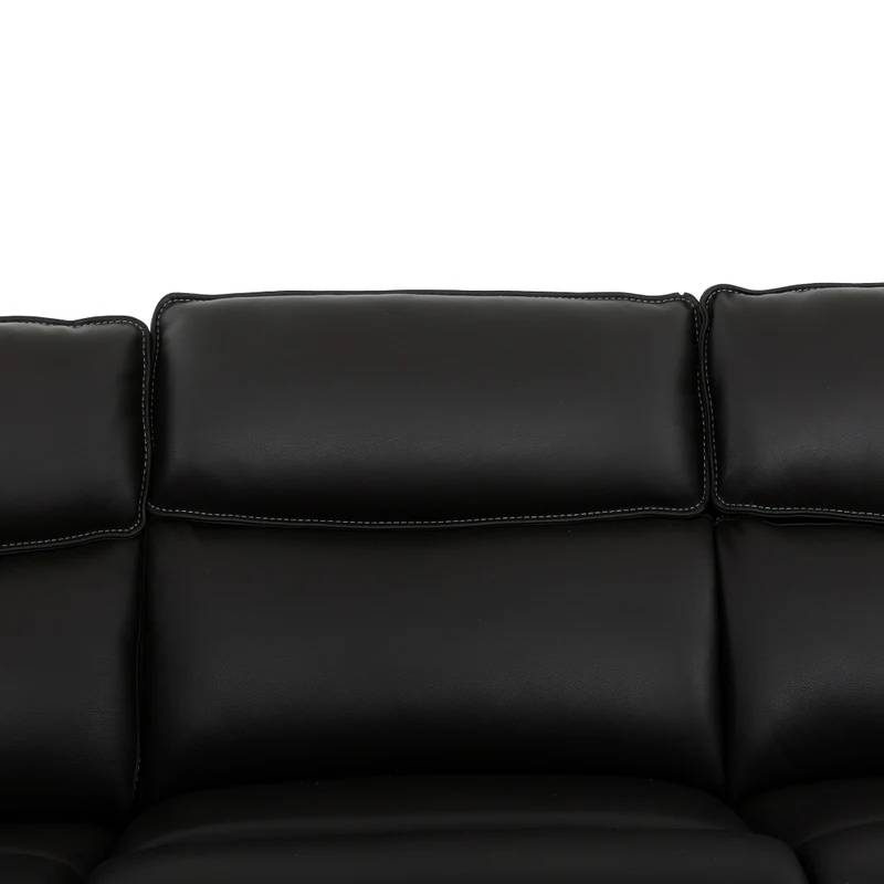 Sectionnel inclinable motorisé 6 pièces en cuir noir espresso avec console - Knox