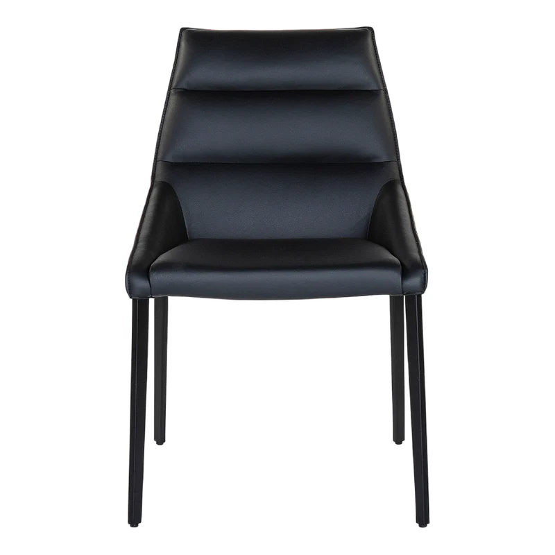 Chaise de salle à manger rembourrée en cuir avec dossier coussiné - Rita