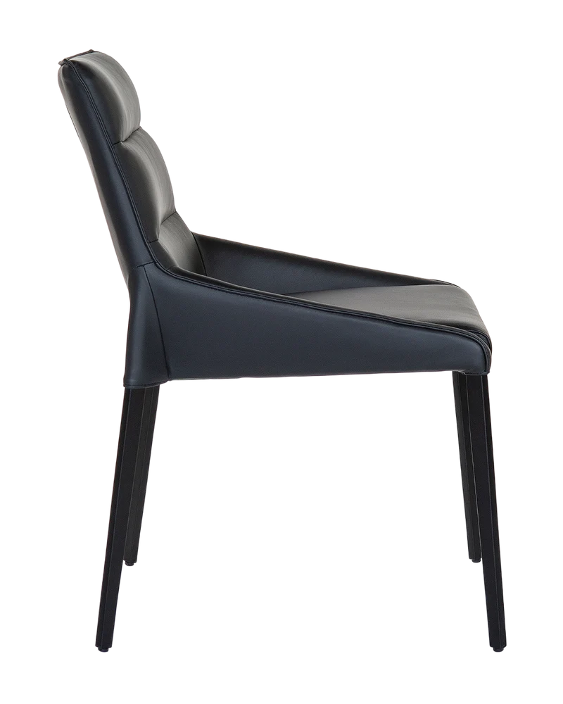 Chaise de salle à manger rembourrée en cuir avec dossier coussiné - Rita