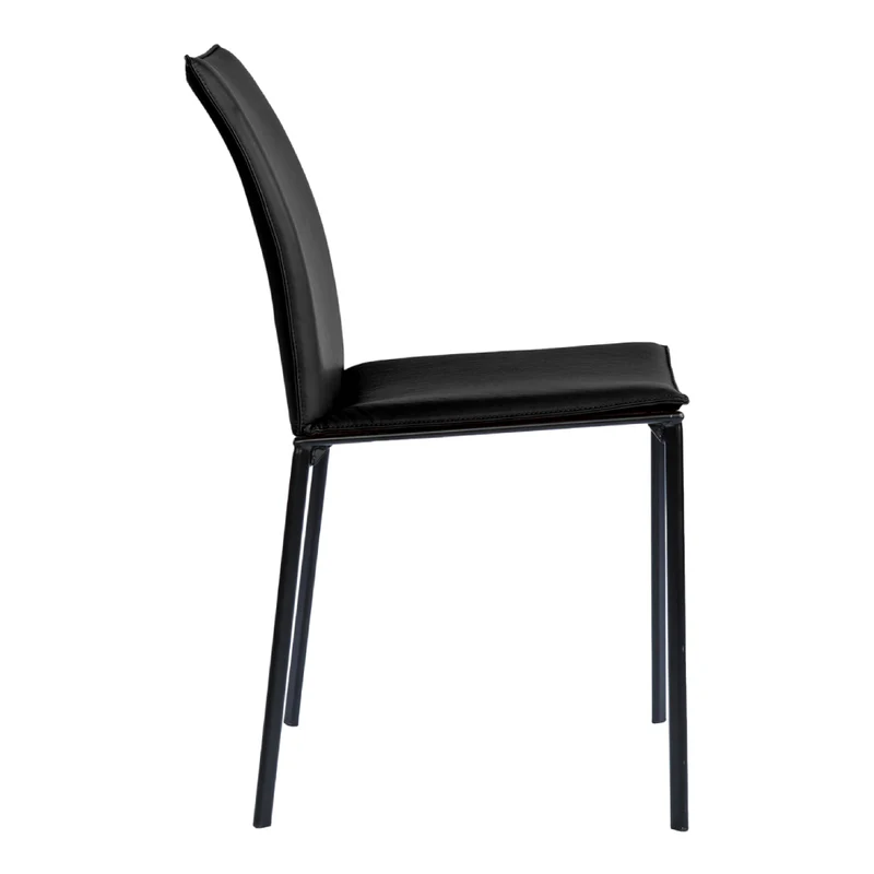Chaise de salle à manger en cuir et métal noir - Olivia