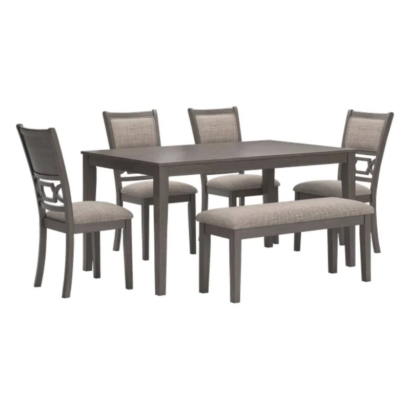 Ensemble de table à manger avec 4 chaises et 1 banc rembourrés - Wrenning