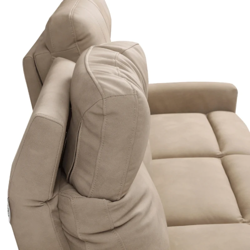 Sofa inclinable motorisé en tissu et en cuir avec table centrale rabattable - Prague 6017
