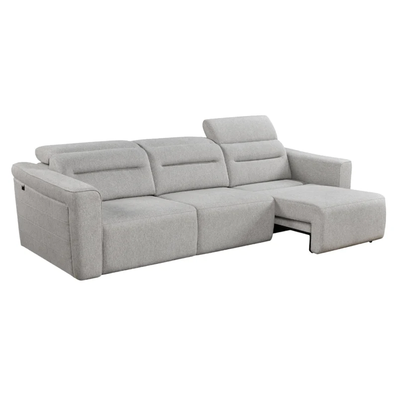 Sofa modulaire 3 pièces inclinable motorisé en tissu gris - Ibiza