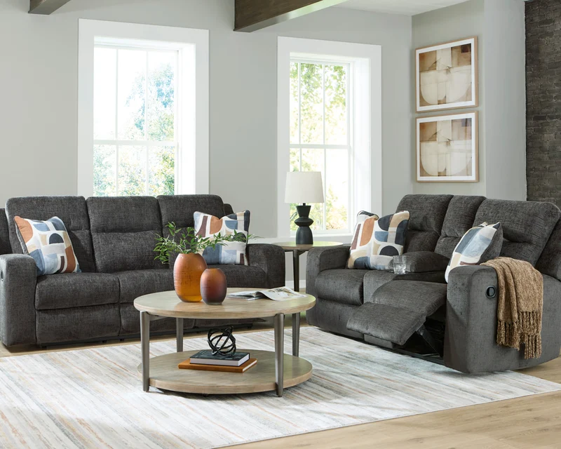 Causeuse inclinable en tissu avec console et coussins - Kanlow