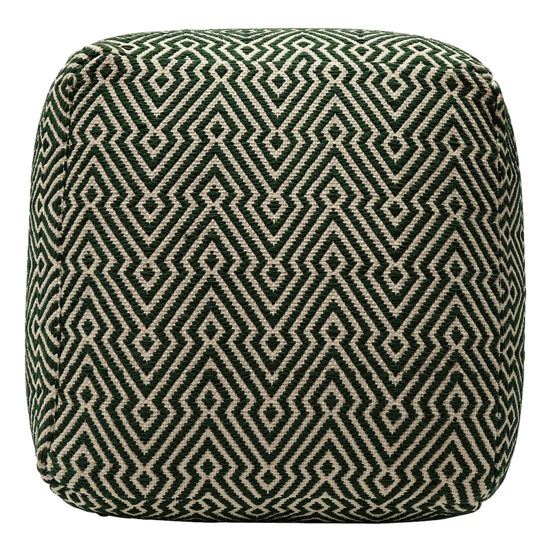 Ottoman en tissu vert et ivoire - Abacy