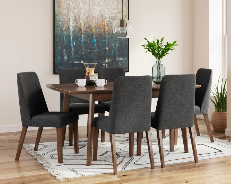 Ensemble de salle à manger avec 6 chaises rembourrées en tissu - Lyncott