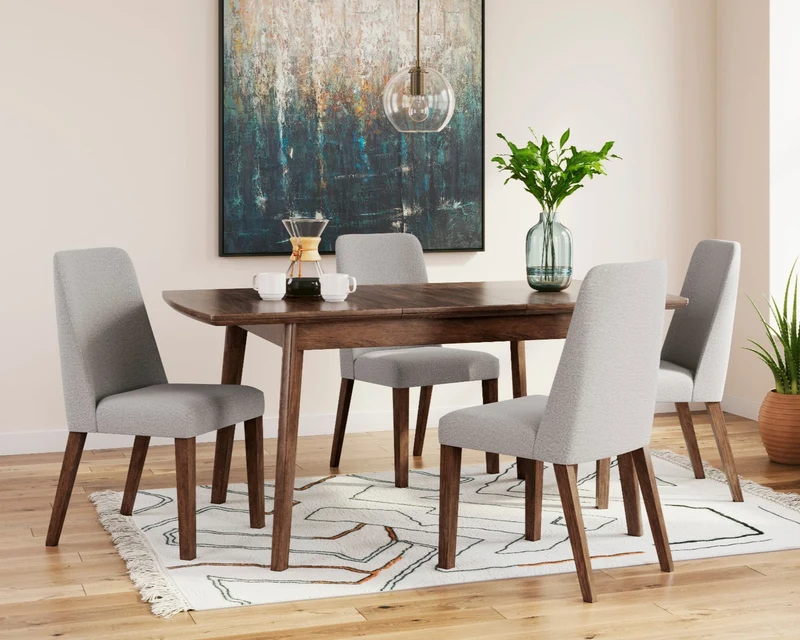 Ensemble de salle à manger avec 4 chaises rembourrées en tissu - Lyncott