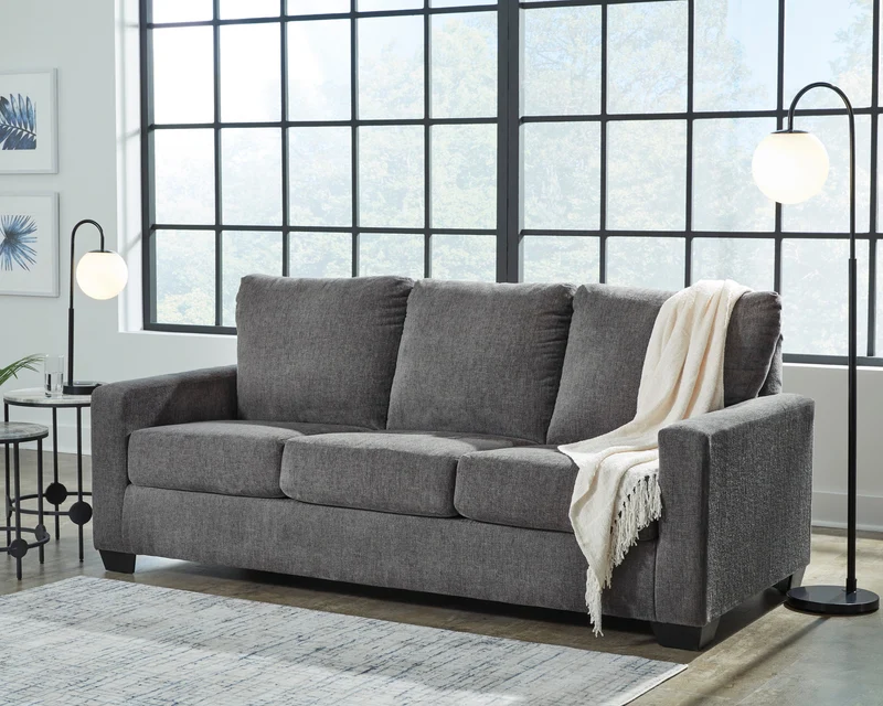 Sofa-lit en tissu gris étain avec matelas 3 grandeurs - Rannis