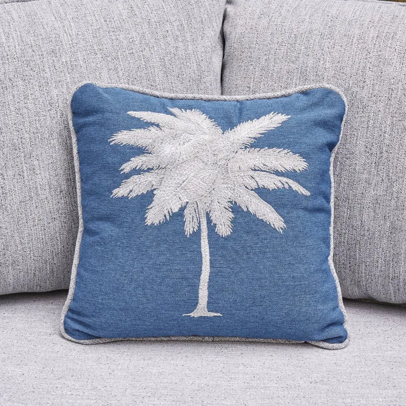 Fauteuil en coin extérieur en tissu Nuvella et osier gris pâle avec coussins - Naples Beach
