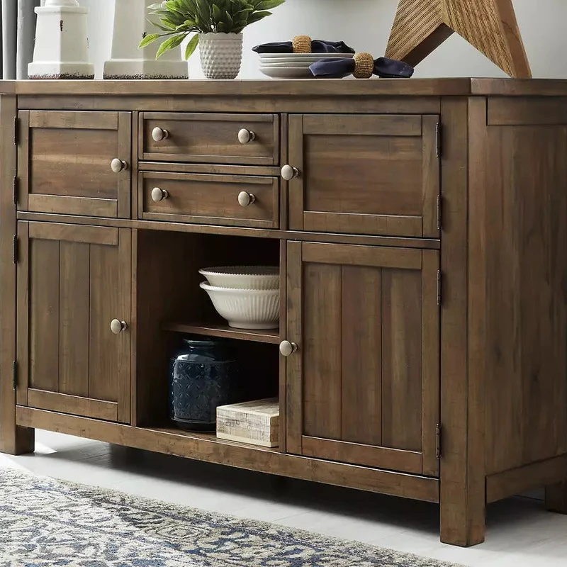 Buffet en bois/placage brun vieilli avec 4 portes et 2 tiroirs - Moriville