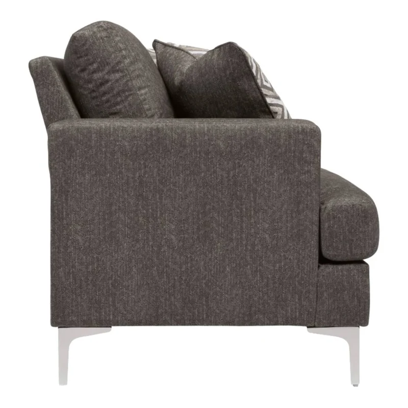 Sofa condo en tissu brun grisâtre avec coussins - Arcola