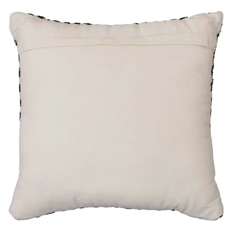 Coussin 19 x 19 po en coton vert & ivoire - Digover