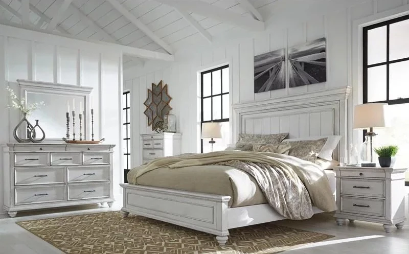 Commode à 7 tiroirs en bois/placage blanc - Kanwyn