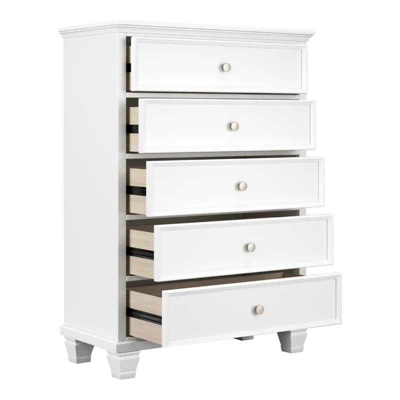 Commode à 5 tiroirs en bois/MDF blanc - Fortman