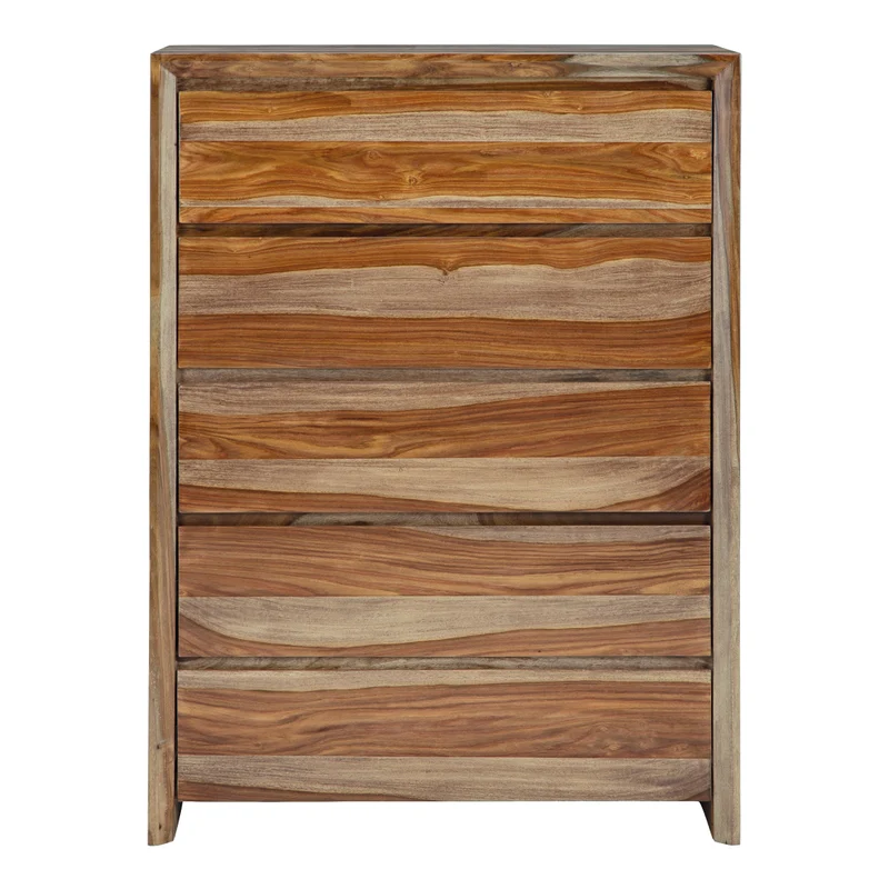 Commode à 5 tiroirs en bois/MDF brun naturel - Dressonni
