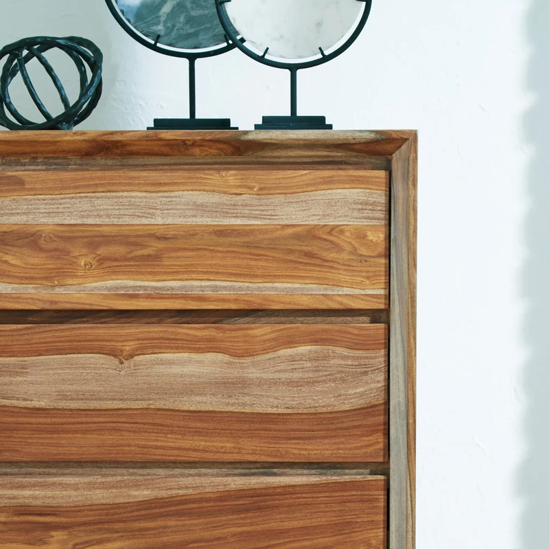 Commode à 5 tiroirs en bois/MDF brun naturel - Dressonni