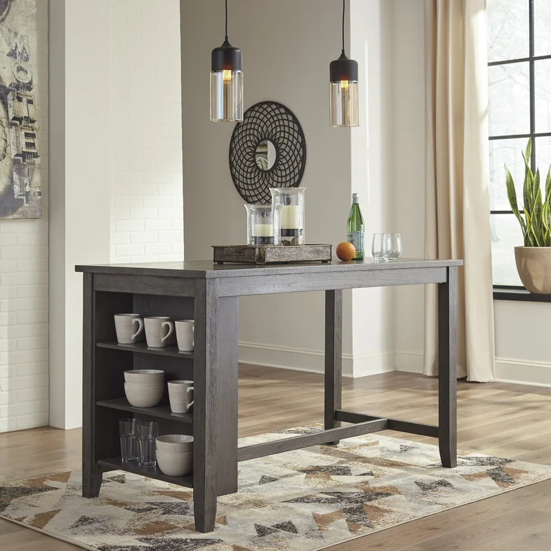 Table de salle à manger style bistro en bois/placage gris délavé - Caitbrook