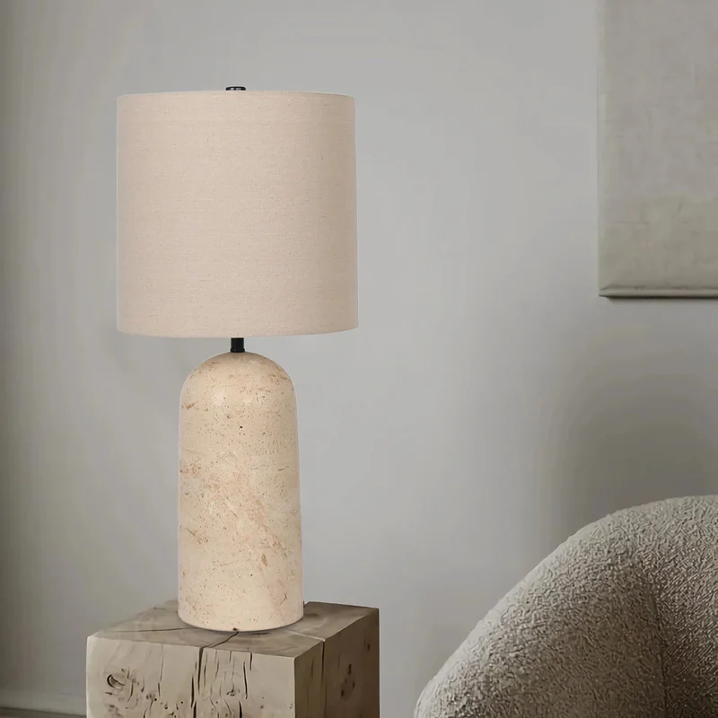 Lampe de table en travertin beige 25 po. - Kasnia