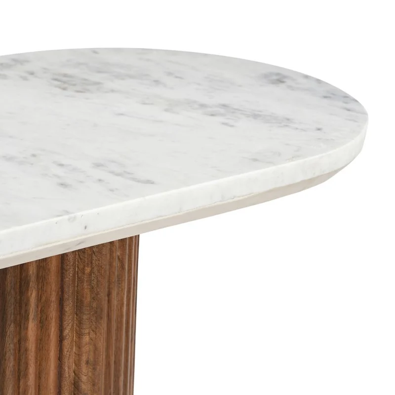 Table console en marbre blanc et bois de manguier - Jilsa