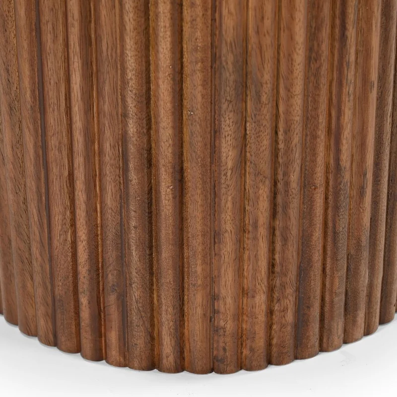 Table console en marbre blanc et bois de manguier - Jilsa