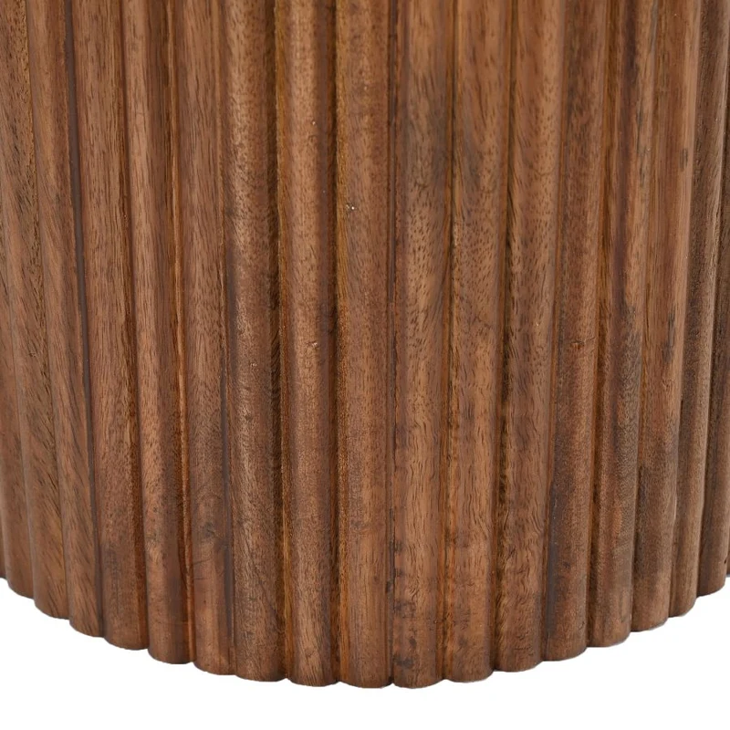Table d'appoint en marbre blanc et bois de manguier - Jilsa