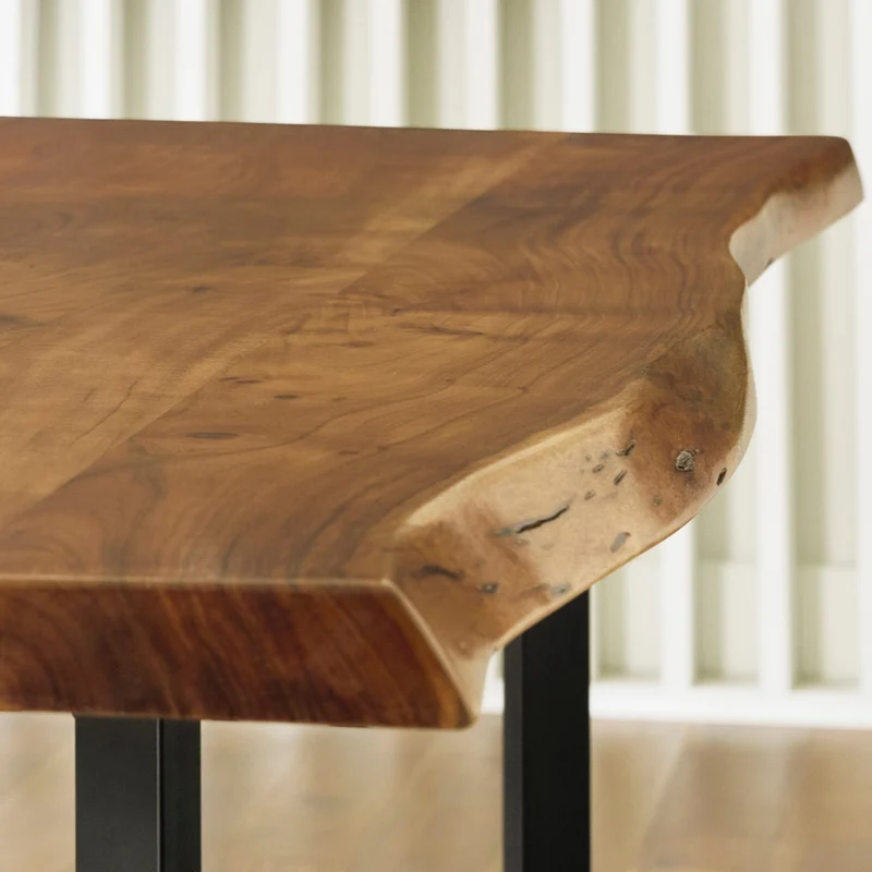 Table de salle à manger rectangulaire en bois d'acacia brun - Fortmaine