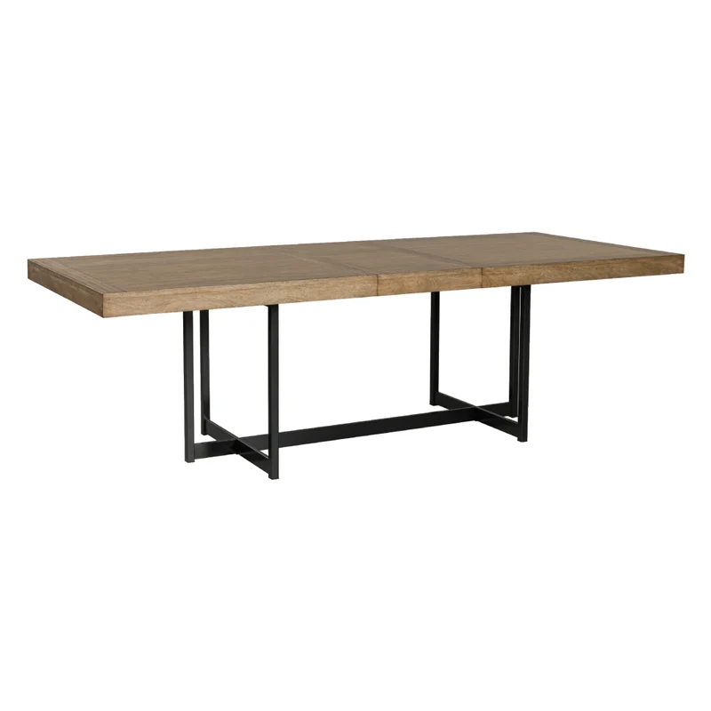 Table de salle à manger extensible en bois/placage brun clair - Tomtyn