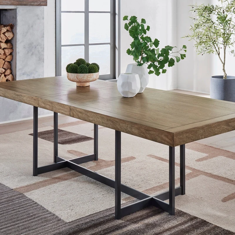 Table de salle à manger extensible en bois/placage brun clair - Tomtyn