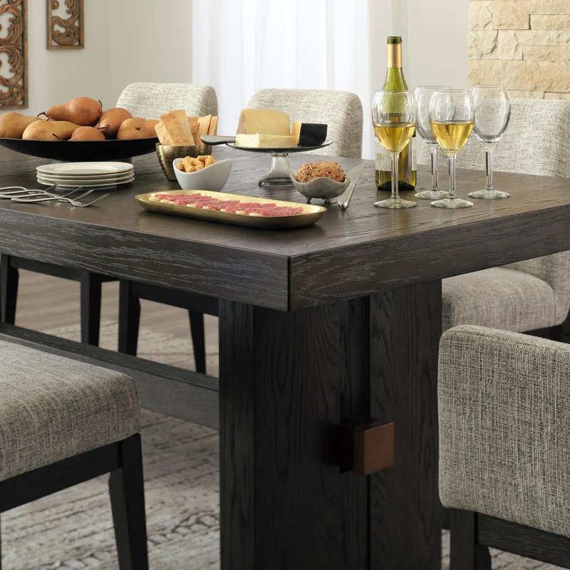 Table de salle à manger extensible en bois/placage de chêne brun foncé - Burkhaus