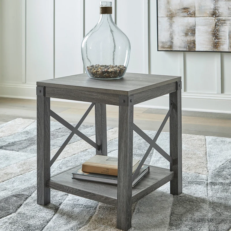 Table d'appoint en bois/stratifié brun grisâtre - Freedan