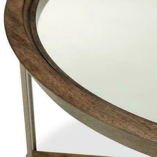 Table de bout en verre et placage de noyer - Elora