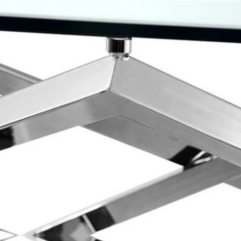 Table de bout en verre et métal inox - Lenox Square