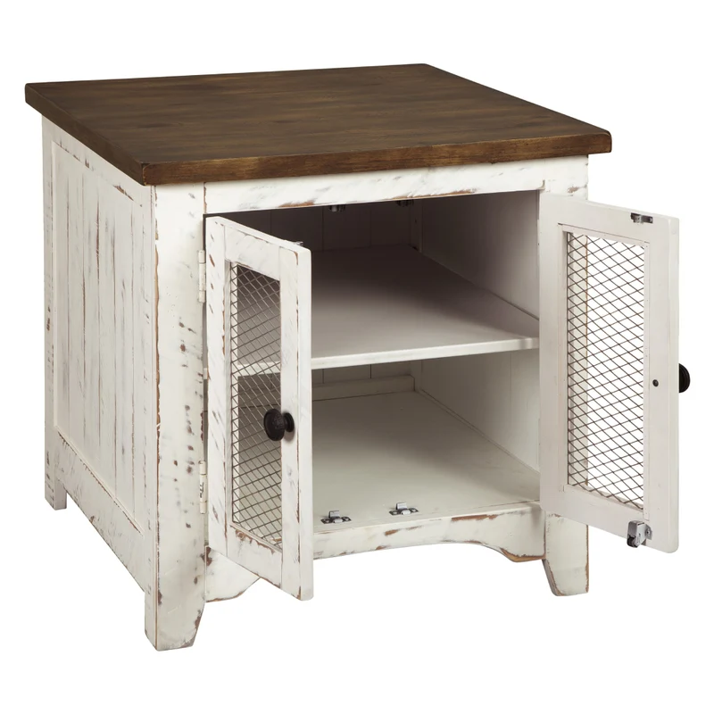 Table d'appoint en bois/placage bicolore avec 2 portes - Wystfield