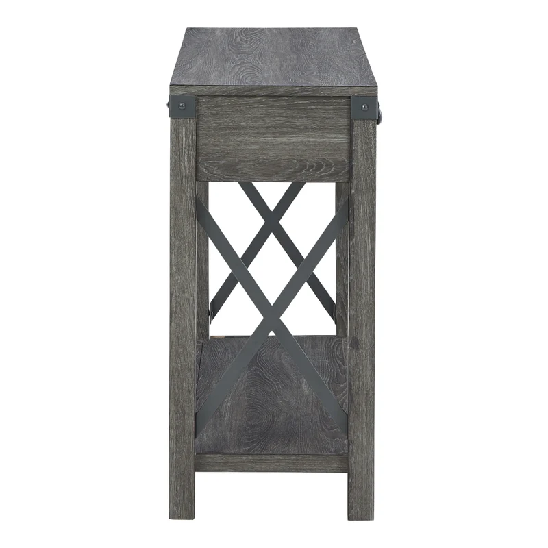 Table console en bois/stratifié brun grisâtre avec 2 tiroirs - Freedan