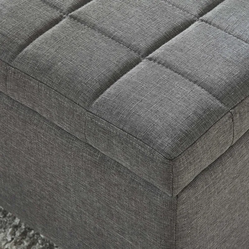 Banc de rangement en tissu gris - Lila