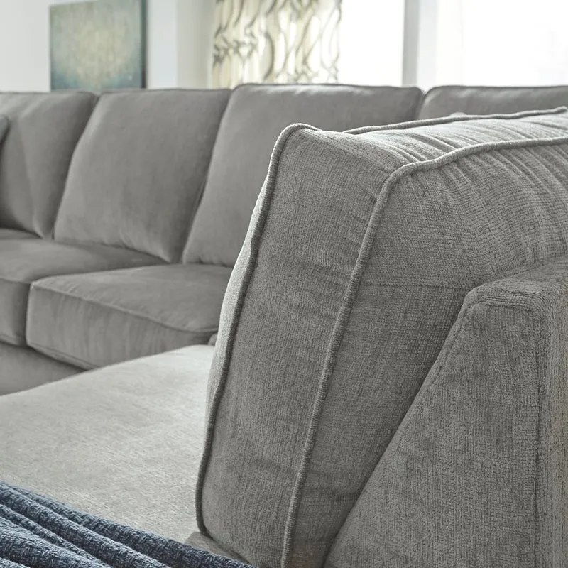 Sofa-lit en tissu gris pâle avec chaise longue et matelas en mousse mémoire - Altari