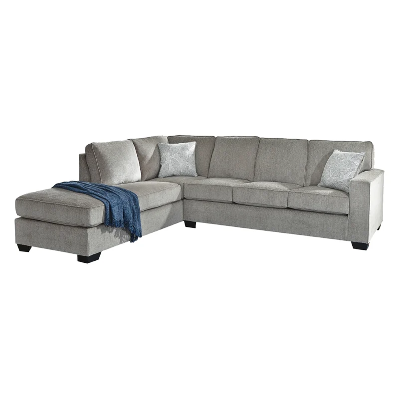 Sofa-lit en tissu gris pâle avec chaise longue et matelas en mousse mémoire - Altari