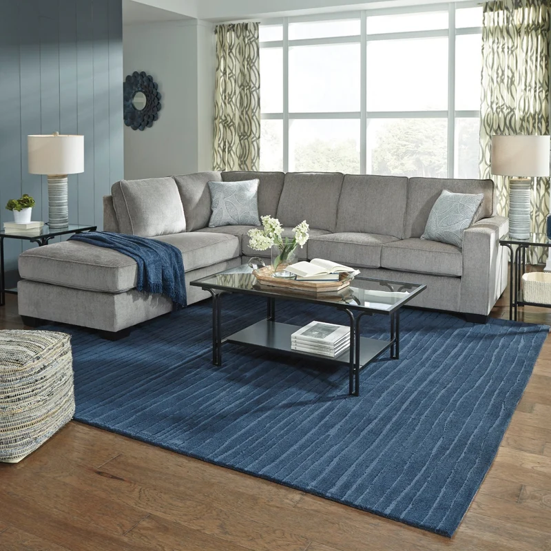 Sofa-lit en tissu gris pâle avec chaise longue et matelas en mousse mémoire - Altari