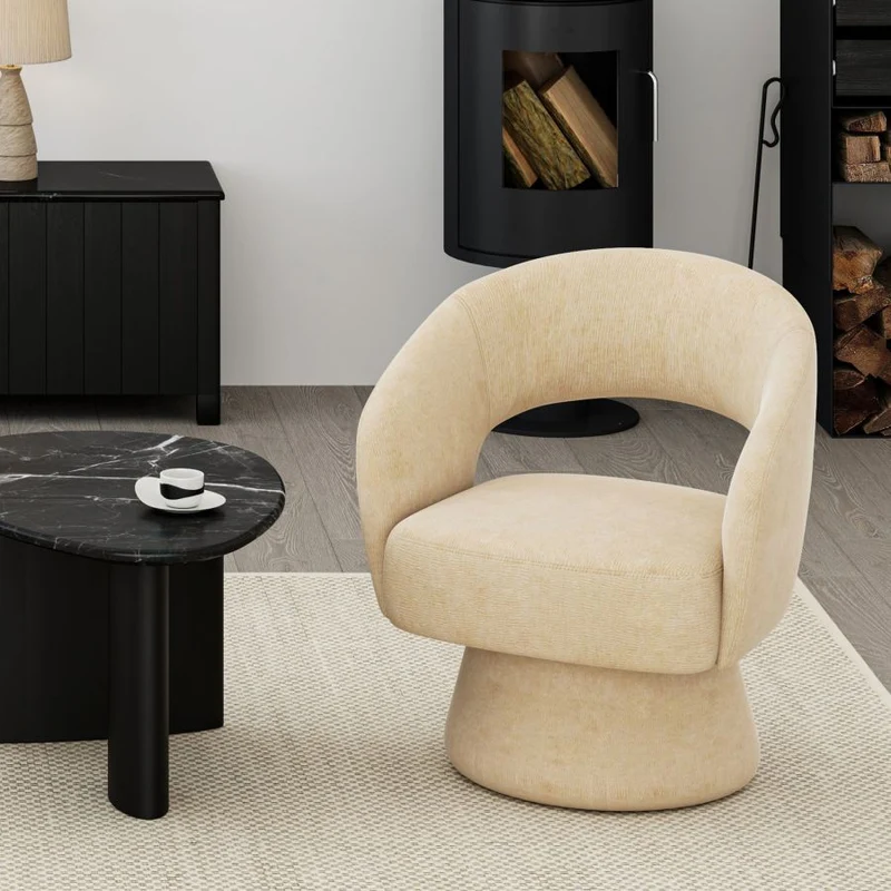 Chaise d'appoint pivotante en tissu chenille texturé - Santo