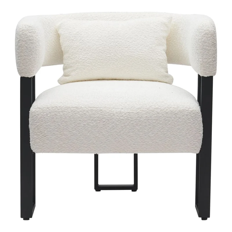 Chaise d'appoint en tissu bouclé et métal noir - Scarlet