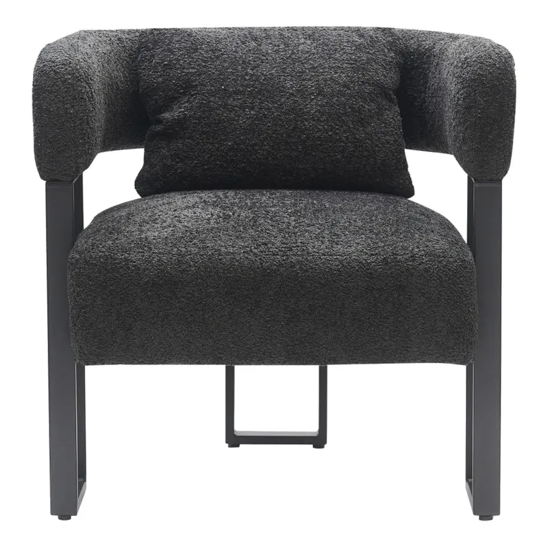Chaise d'appoint en tissu bouclé et métal noir - Scarlet