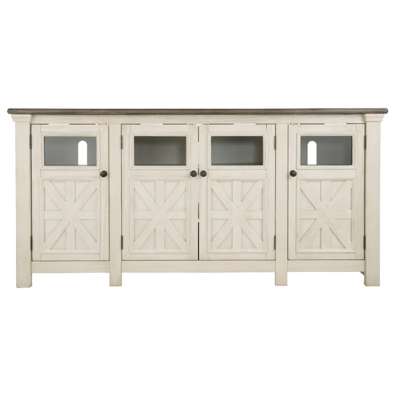 Meuble de télévision en bois/placage bicolore avec 4 portes - Bolanburg